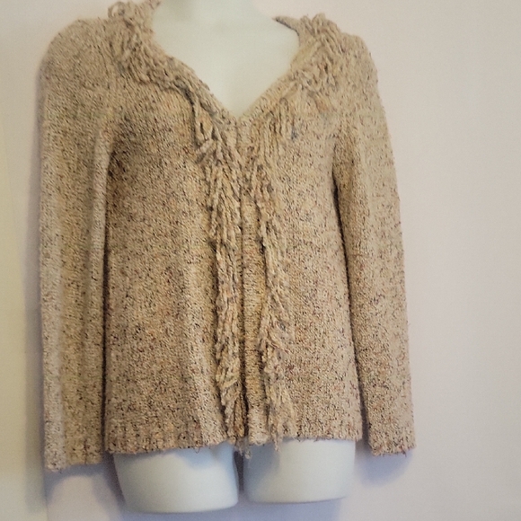 Christopher & Banks Sweaters - Christopher& Banks Fringe Cardigan Womens Large Cream One Hook Closure Comfy